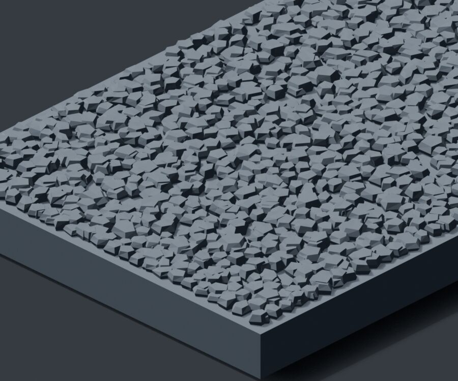 Close render of the level coal load showing individual coal chunks along the 7 mm side